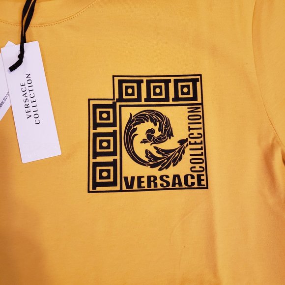 Versace Collection Men's Slim Fit Yellow T-Shirt - Picture 2 of 5